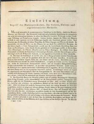 Einleitung. Begriff der Naturgeschichte, ihr Gebiet, Nutzen und eigenthümliche Methode.
