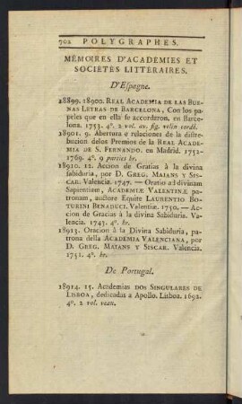 Mémoires D´Académies et Sociétés Littéraires.