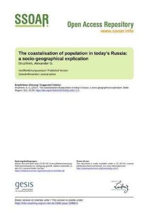 The coastalisation of population in today's Russia: a socio-geographical explication
