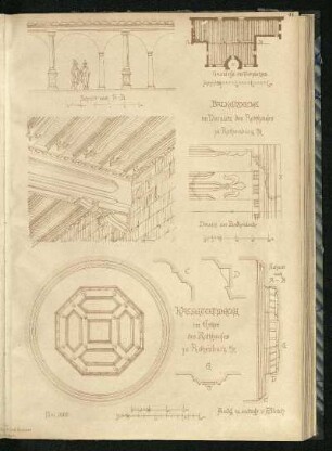 Rathhaus zu Rothenburg o. T. Vorplatz und Erker Holzdecken
