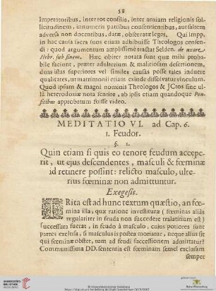 Meditatio VI: ad Cap. 6 I. Feudor