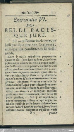 Exercitatio VI. De Belli Pacisque Iure