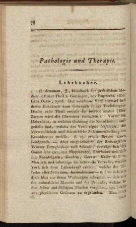 Pathologie und Therapie.