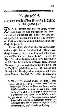 Von dem engländischen Seewesen in Absicht auf die Handelschaft