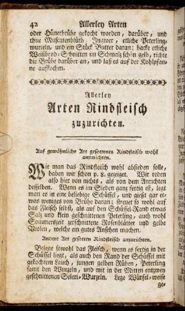 Allerley Arten Rindfleisch zuzurichten.
