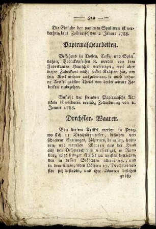 Drechsler-Waaren. - Toback.