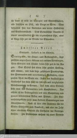 Zwölfter Brief. Stuttgard. Ankunft in der Schweitz