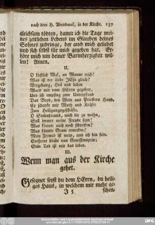 III. Wenn man aus der Kirche gehet.