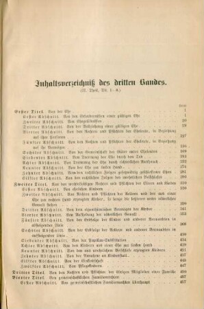 Inhaltsverzeichniß des dritten Bandes
