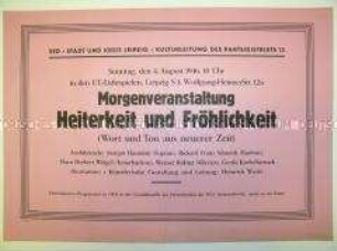 Maueranschlag der SED Leipzig mit Ankündigung einer Morgenveranstaltung mit musikalischen Darbietungen und Rezitationen