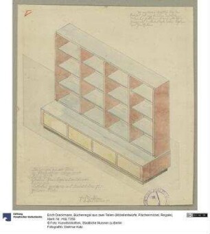 Bücherregal aus zwei Teilen (Möbelentwürfe, Regale)