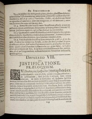 Disputatio VIII. De Iustificatione