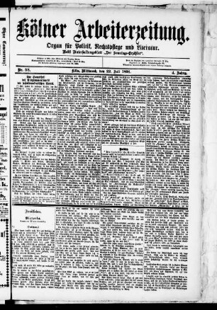 Kölner Arbeiterzeitung. 1888-1892