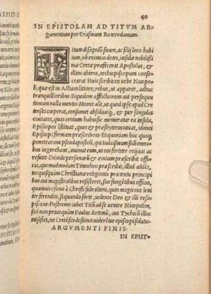 In Epistolam Ad Titum Argumentum per Erasmum Roterodamum.