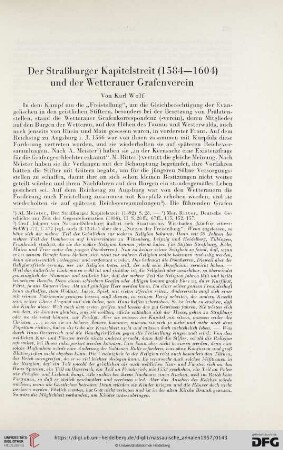 Der Straßburger Kapitelstreit (1584-1604) und der Wetterauer Grafenverein