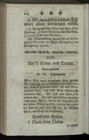 DCXL. Am IX. Sonnt. nach Trinitat. Evangelium.