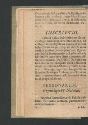 Personarum. Etymologia & Notatio.