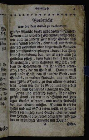 Vorbericht was bey dem Gebät zu beobachten.