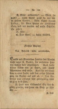 Fünftes Kapitel. Das Gespräch wird unterbrochen.
