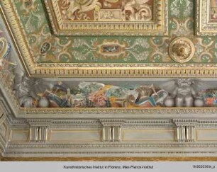 Deckendekoration des Salone Verde : Fries mit Elementen aus Wissenschaft, Handwerk, Militär, Seefahrt, und Musik