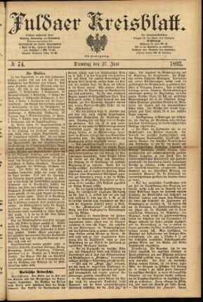 Ausgabe vom Dienstag, den 27. Juni 1893.