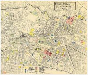 Sanierung Kreuzberg, Berlin Untersuchungen und Planungen von Werner March: Karte von Berlin, Bezirk Kreuzberg, Standortplan öffentliche Einrichtungen, 1:5000, (Planvorlage Inv.nr. 39616)
