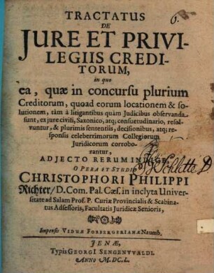 Tractatus de iure et privilegiis creditorum