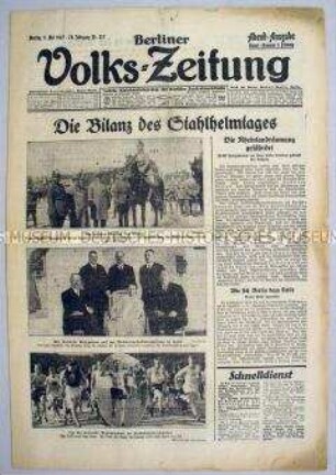 Berliner Volks-Zeitung u.a. zum 8. Frontsoldatentag des Stahlhelm