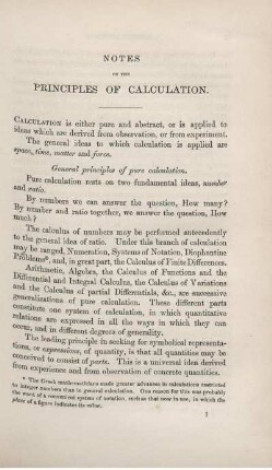 Notes on the Principles of Calculation.