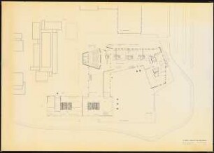 Technische Universität Berlin Architekturgebäude: Grundriss Erdgeschoss Hochhaus und Flachbau 1:200 (Zeichnung der Architekten)