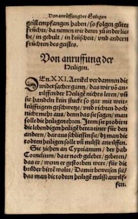 Von anruffung der Heiligen.
