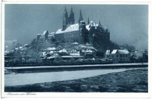 Meißen. Blick auf Meißen im Schnee