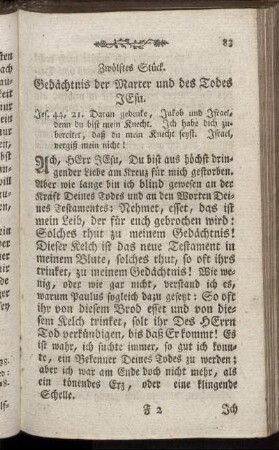 Zwölftes Stück. Gedächtnis der Marter und des Todes Jesu.