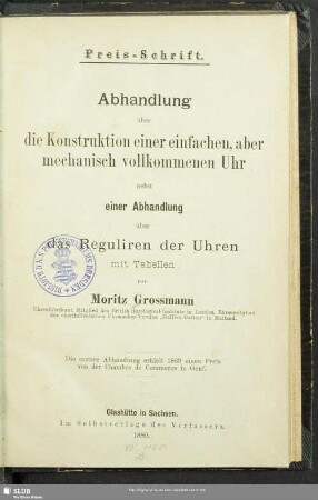 Abhandlung über die Konstruktion einer einfachen, aber mechanisch vollkommenen Uhr