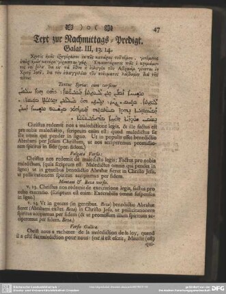 Text zur Nachmittags-Predigt. Galat. III. 13. 14.