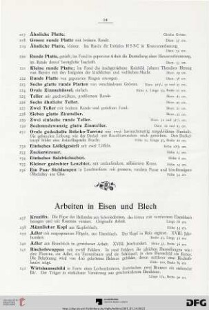 Arbeiten in Eisen und Blech (Nr. 237-262)