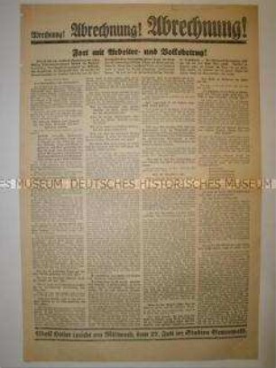 Sonderdruck der NSDAP zur Reichstagswahl am 31. Juli 1932 mit einer "Abrechnung" mit der Weinmarer Republik