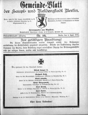 1915,14: Nr. 14, 4. April 1915