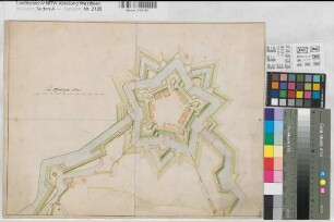 Münster (Münster) Zitadelle mit anschließender Stadtbefestigung 2.H. 17.Jh. 100 rh. Ruten = 11,5 cm 35 x 46,5 kol. Zeichnung KSM Nr. 753q