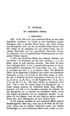 X. Abschnitt. Die windschiefen Flächen.