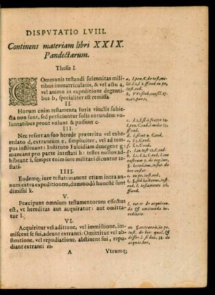 Disputatio LVIII. Continens materiam libri XXIX. Pandectarum.