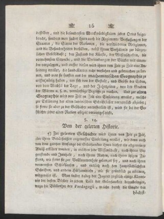 §. 14. Von der gelerten Historie