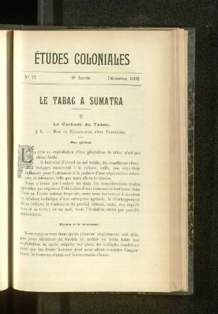 Le Tabac A Sumatra.