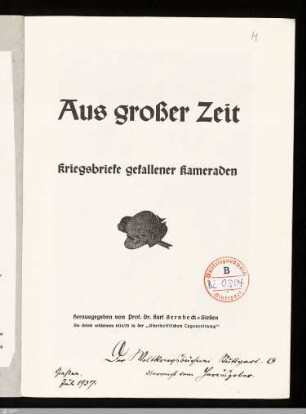 Aus großer Zeit : Kriegsbriefe gefallener Kameraden