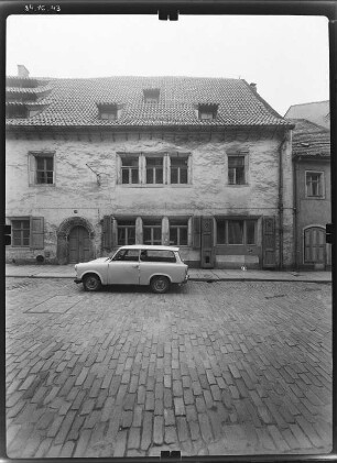Pirna-Altstadt, Schmiedestraße 19. Wohnhaus (Tetzelhaus, 2. H. 16. Jh.). Straßenfront (Teilansicht)