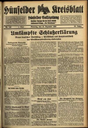 Erste Ausgabe vom Dienstag, den 13. Dezember 1932.