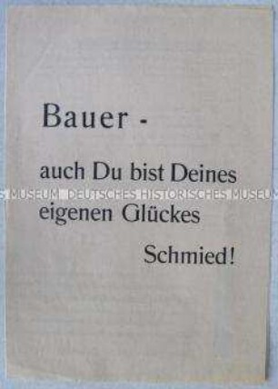 Propagandaschrift zu den Kommunalwahlen 1961 mit Ausrichtung auf die Bauern
