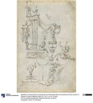 Vorstudie für ein Dekorationsteil am Gewölbe der Sala Ducale im Vatikan [Lorenzo Sabatini]