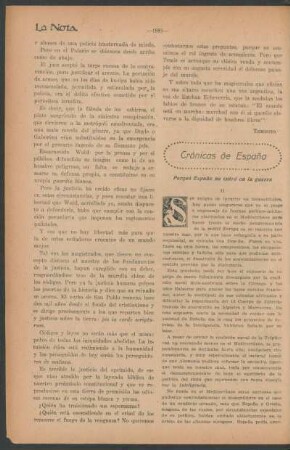 Crónicas de España : Por qué España no entró en la guerra