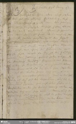 Eigenh. Brief von Friedrich Schleiermacher an August Wilhelm von Schlegel, Berlin, 06.03.1798